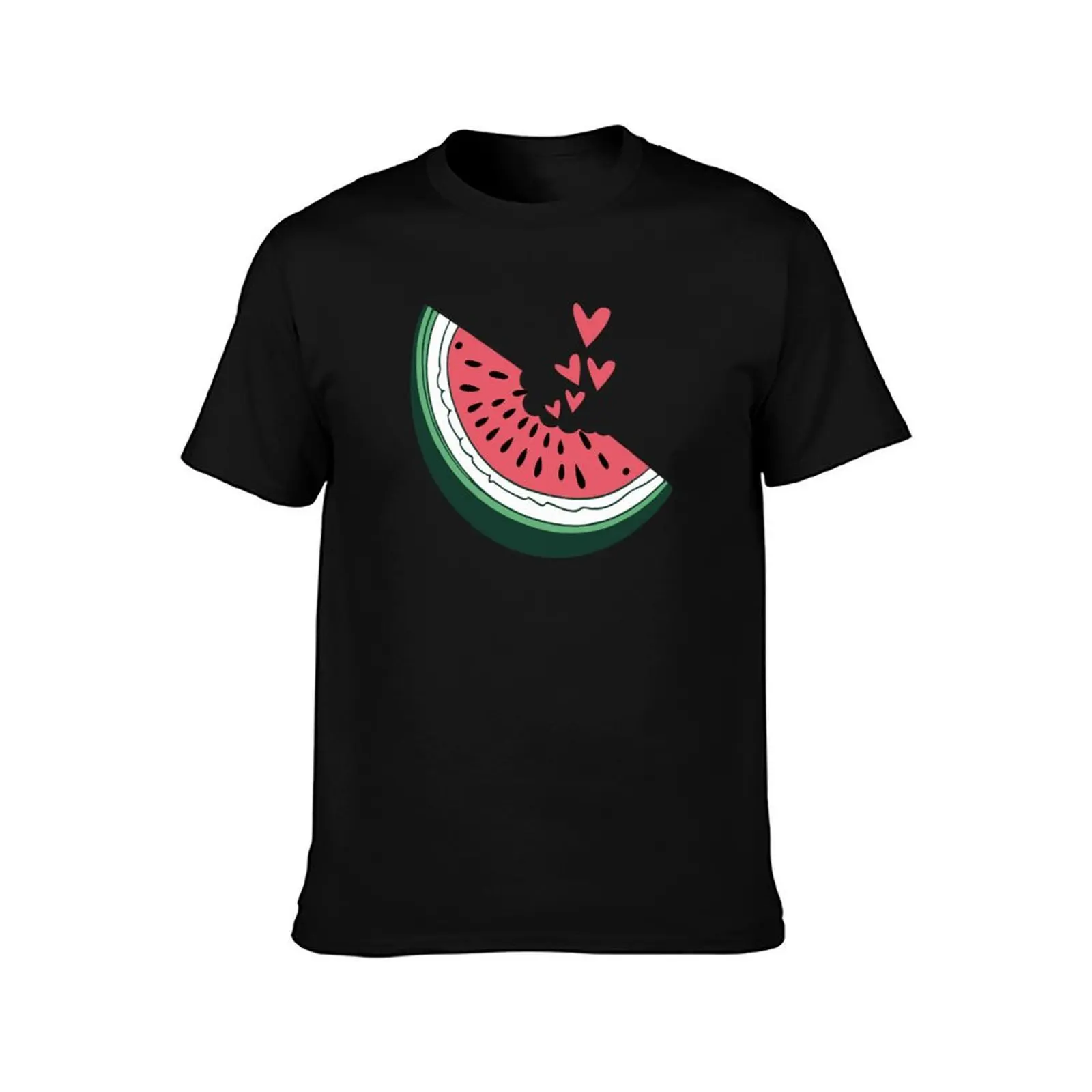 Watermelon slice hearts kawaii summer fruit eating lover art T-Shirt tees anime tshirt funny t shirts for men