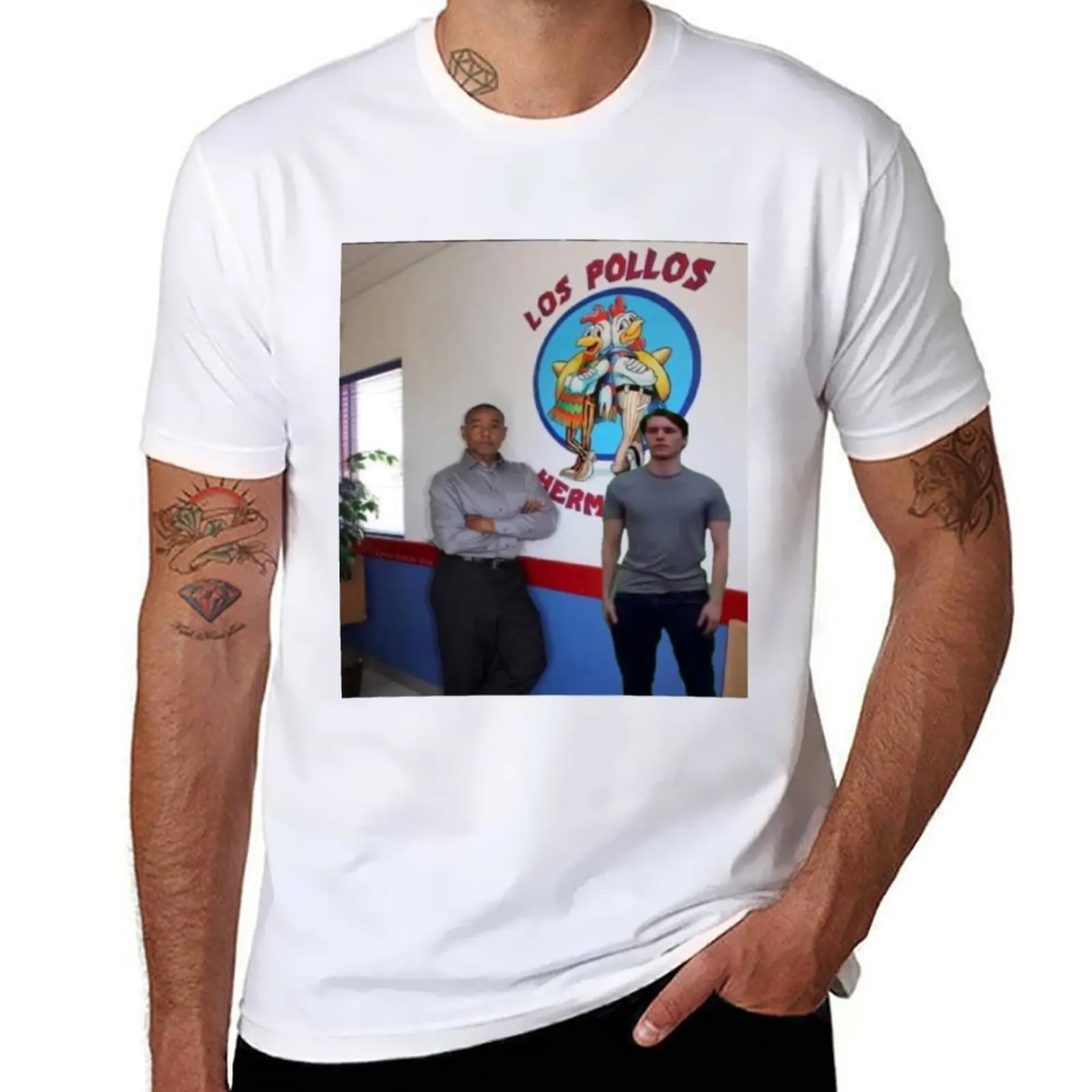 

los pollos jermanos T-Shirt black cotton t-shirt plain for man package men t shirt cotton 100%