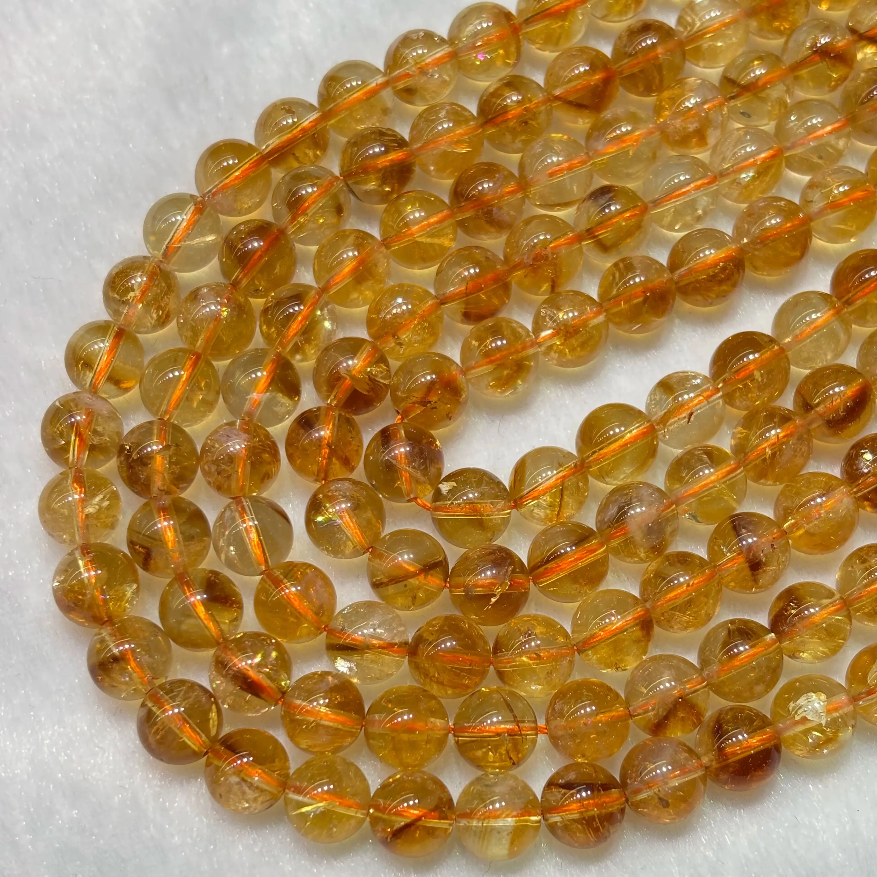 Natural AAA Clean Pyramid Citrine Round Bead Manifestat Crystal Loose Bead Quartz Fashion For Jewelry Making Diy Energy&Wealth