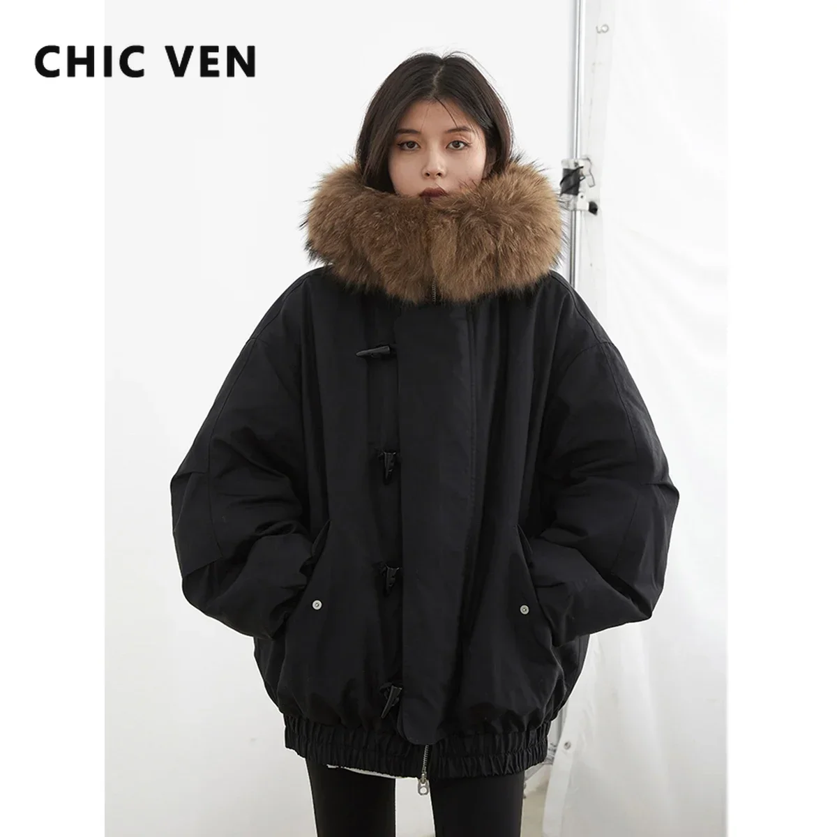 CHIC VEN Women Down Coats Fashion Design 90 White Duck Down Warm Jackets Korean Femlae Clothing Autumn Winter New 2024