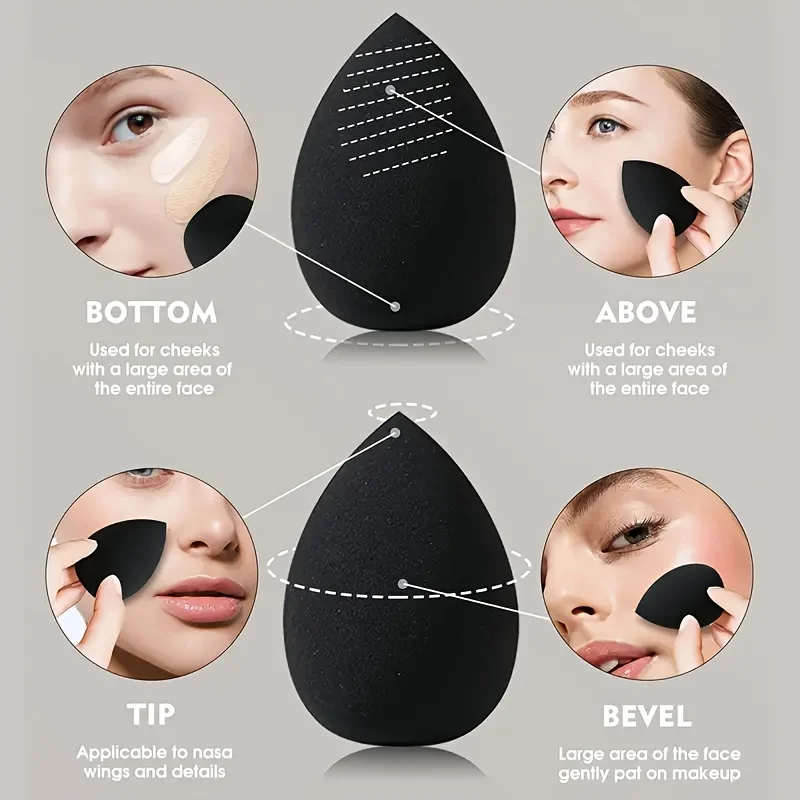 6PCS Pro Makeup Sponge Set-3-Size Dual Use Blenders & Triangle Puffs | Vegan Hypoallergenic for Liquid/Powder, Travel Essentials
