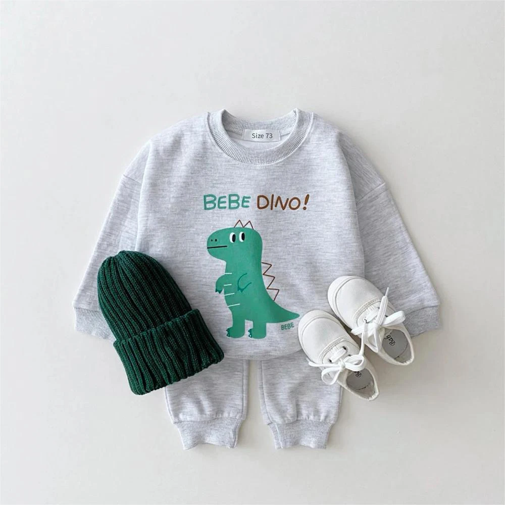 INS 2023 Autumn Baby Clothes Set Baby Boys Cartoon Bear Sweatshirt+Pocket Jogger Pants Set 2Pcs Toddler Baby Girls Clothes Suit