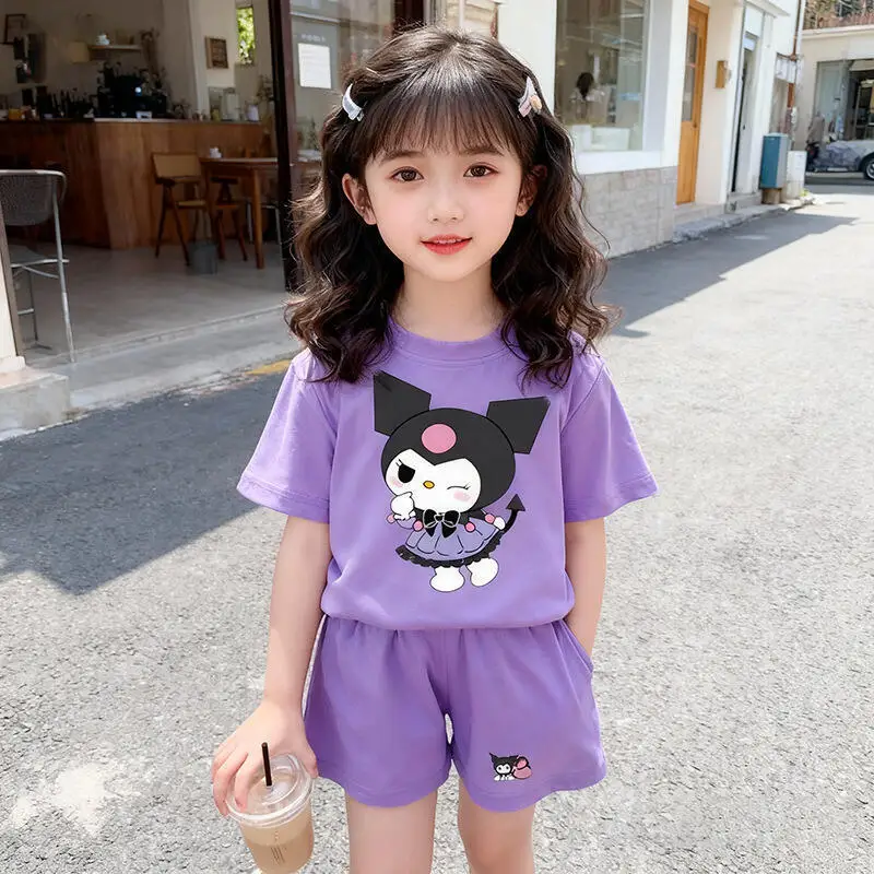 

2Pcs Pajamas Teenagers New Anime Cute Cotton Short Sleeved Shorts Home Clothing Girl T Shirt Set Soft Comfort Cartoon Clothe