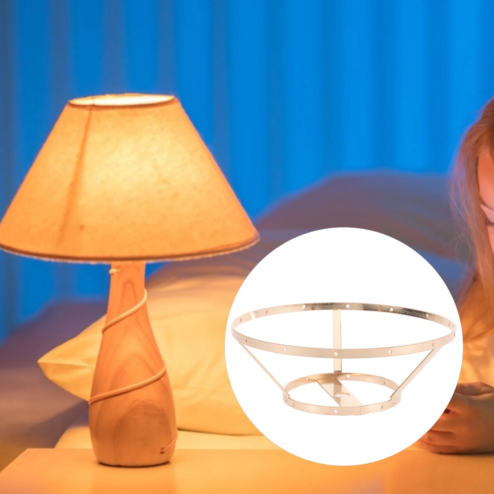 

DIY Lamp Shade Frame Metal Lampshade Rack 14 5cm Double Layer Silver Shells Chandelier Frame Table Lamp Shade Guard Lighting