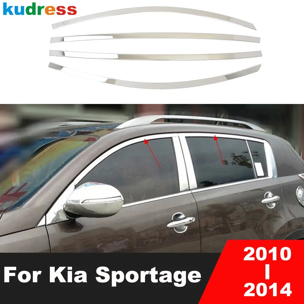 Car Upper Window Sill Trim For Kia Sportage 2010 2011 2012 2013 2014 Stainless Steel Windows Molding Garnish Strip Accessories