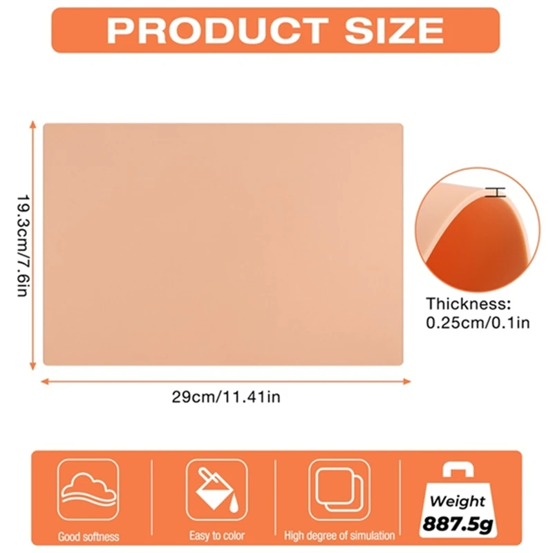 

6PCS Tattoo Practice Skin 0.25CM Silicone Fake Skin Double-Sided for Permanent Makeup Training Supply Tattoo Accessory-AT35