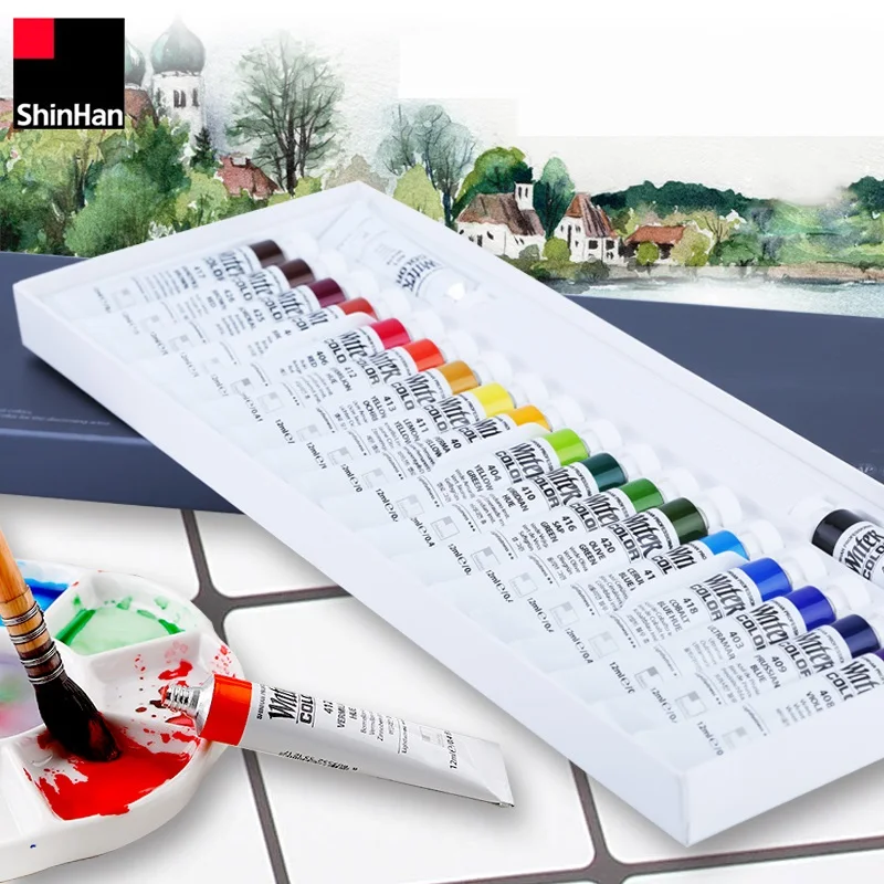 SHINHAN Professional Transparent Watercolor Paint 7.5ml 30 Color Set/12ml 20 Color Set for Artist Drawing Aquarela Supplies