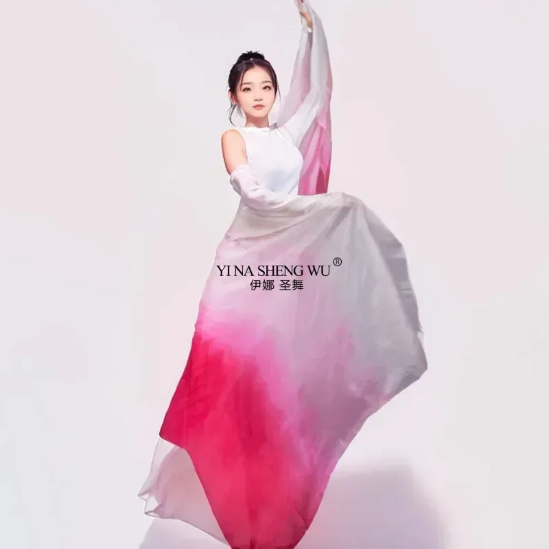 Bauchtanz-Seidenschleier aus 100 % echter Seide mit Farbverlauf, leichter, handgeworfener Schal, Schal-Schleier für Erwachsene und Kinder, Tanzzubehör