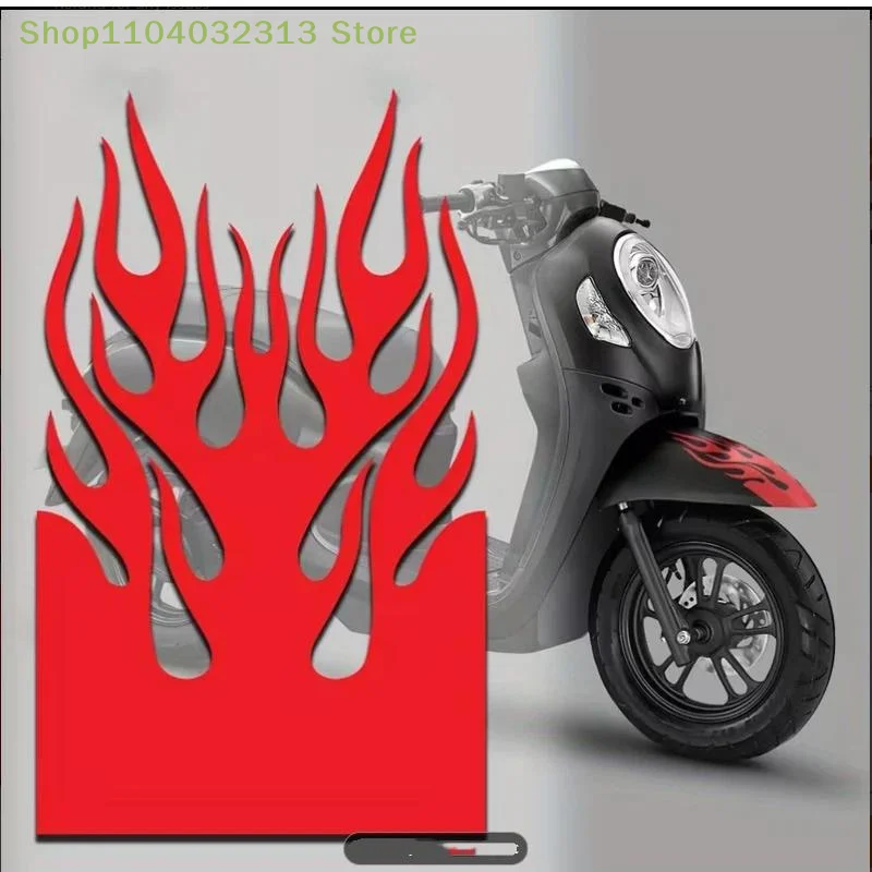 1Pc Waterproof Motorcycle Flame Fire Sticker Vinyl Scratch-resistant Stickers Decals For Moto Mudguard Atv Scooter Off-road