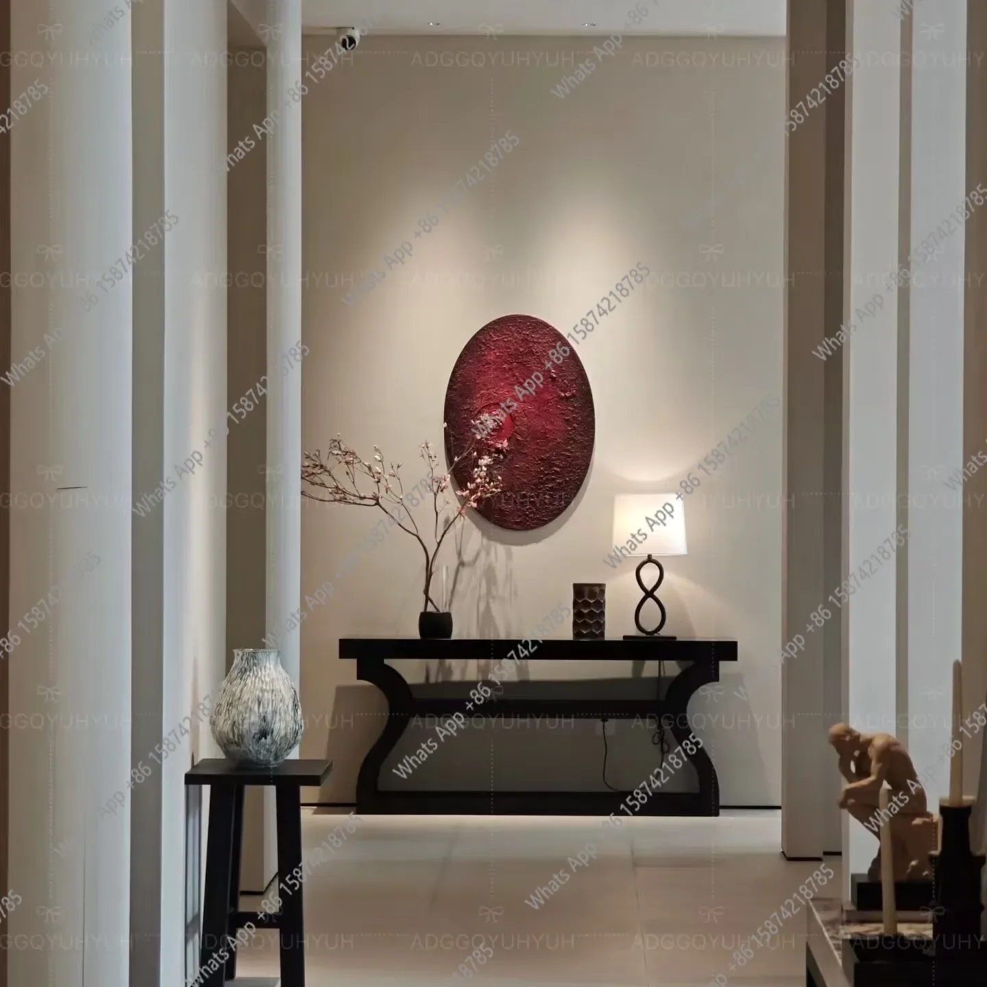 

S French Retro Entrance Table Black Simple Entrance Hall Entrance Cabinet American Style Wall Long Case Side Table