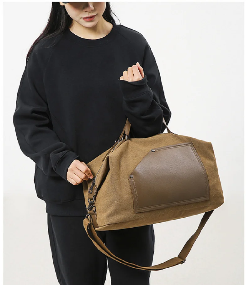 2026 الكورية الجديدة الرجال النساء موضة خمر سعة كبيرة السفر واق من المطر حقائب كتف قماش الرياضة اللياقة البدنية حقيبة كروسبودي