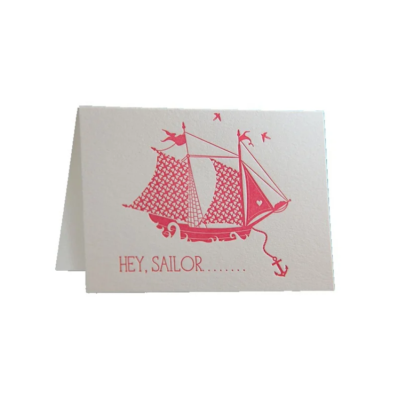 Customized Retro Style Cotton Paper Embossed Invitation Wedding Greeting Card Custom Letterpress Embossed Stamping Printing