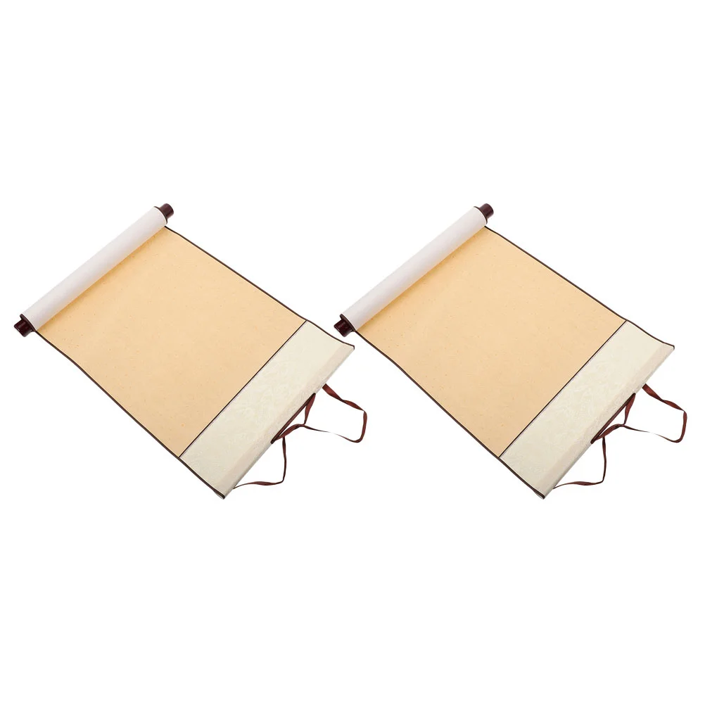 

2 Pcs Reel Blank Hanging Scroll Painting Calligraphy Accessory Writing Chinese Xuan Paper Manual Home