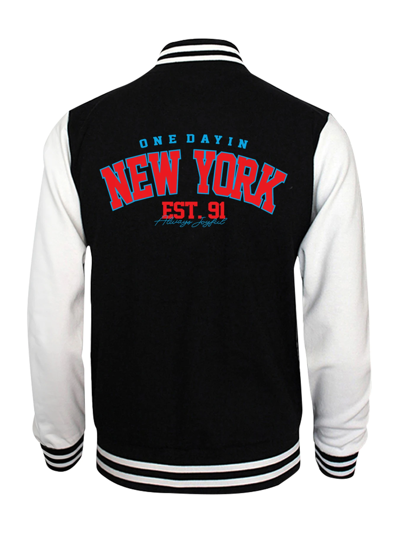 

New York One Dayin Est.91 Куртки с принтом Мужская уличная одежда в стиле хип-хоп Модная флисовая мужская одежда Y2K Винтажный пуловер Бейсбольный трикотаж