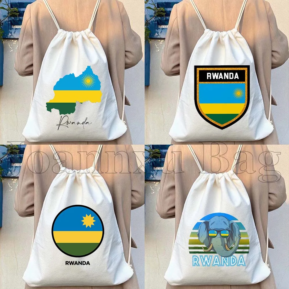 

Rwanda Country Map Flag Rwandan Africa Gift Durable Canvas Drawstring Bag Soccer Backpack Sports Yoga Sackpack Cotton String Bag