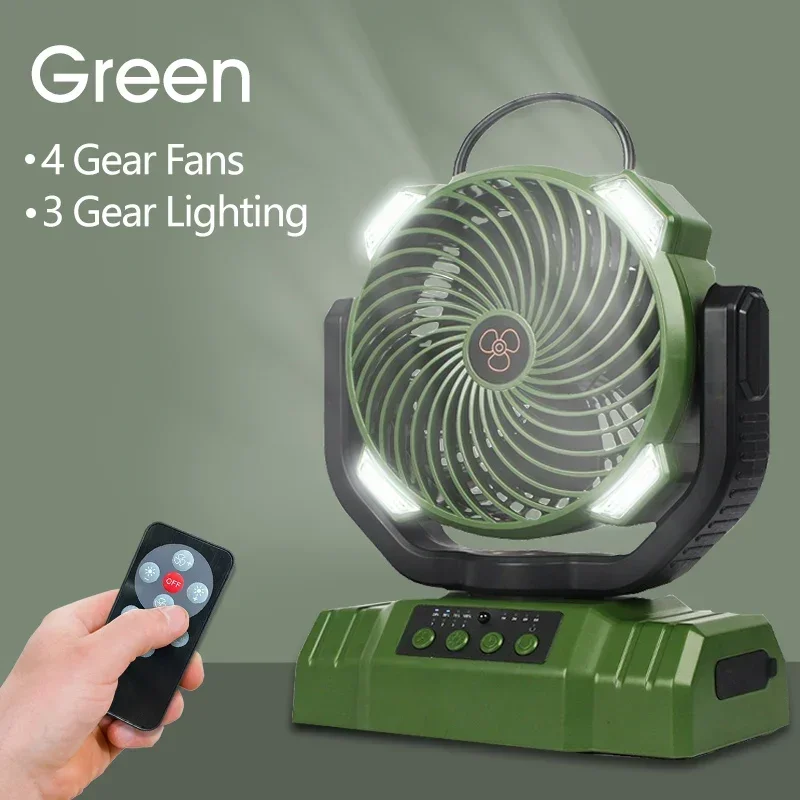 

Outdoors Camping Lights LED Fan with Light Remote Control Desktop Portable Rechargeable Electric Fan Tent Lantern Air Circula