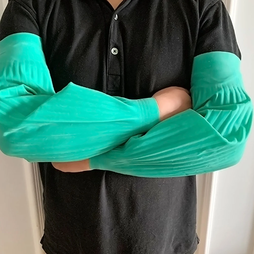 

Rubber Sleeves 43cm Green Arm Protection Cover Waterproof Oil Resistant Unisex Housework Cleaning Kitchen Gardening Fisheries
