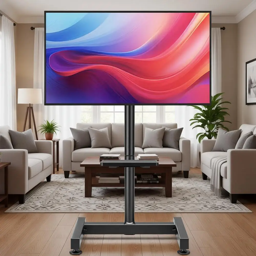 

Universal TV Stand for 13-50 Inch Screens, Adjustable Height and Tilt, Holds Up to 77lbs, VESA 200x200mm-Compatible