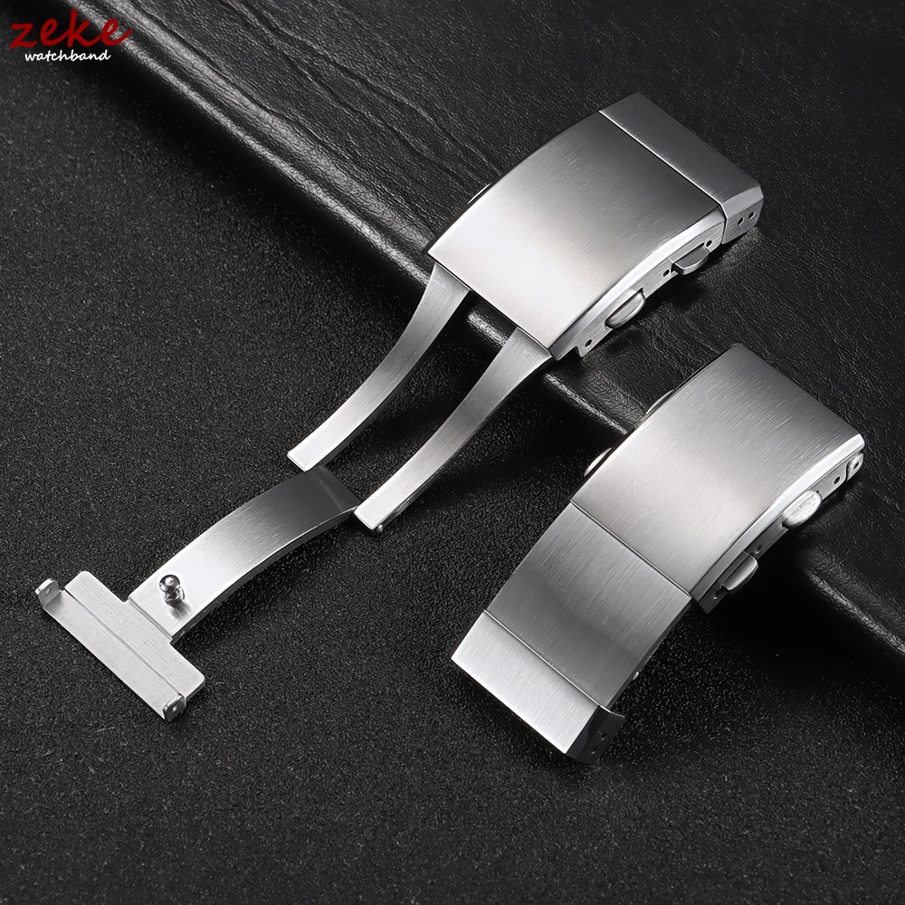 316L Solid Stainless Steel Watch Clasp 18mm 20mm 22mm Extendable Adjustable Folding Watch Buckle Metal Silver Buckle Accessories