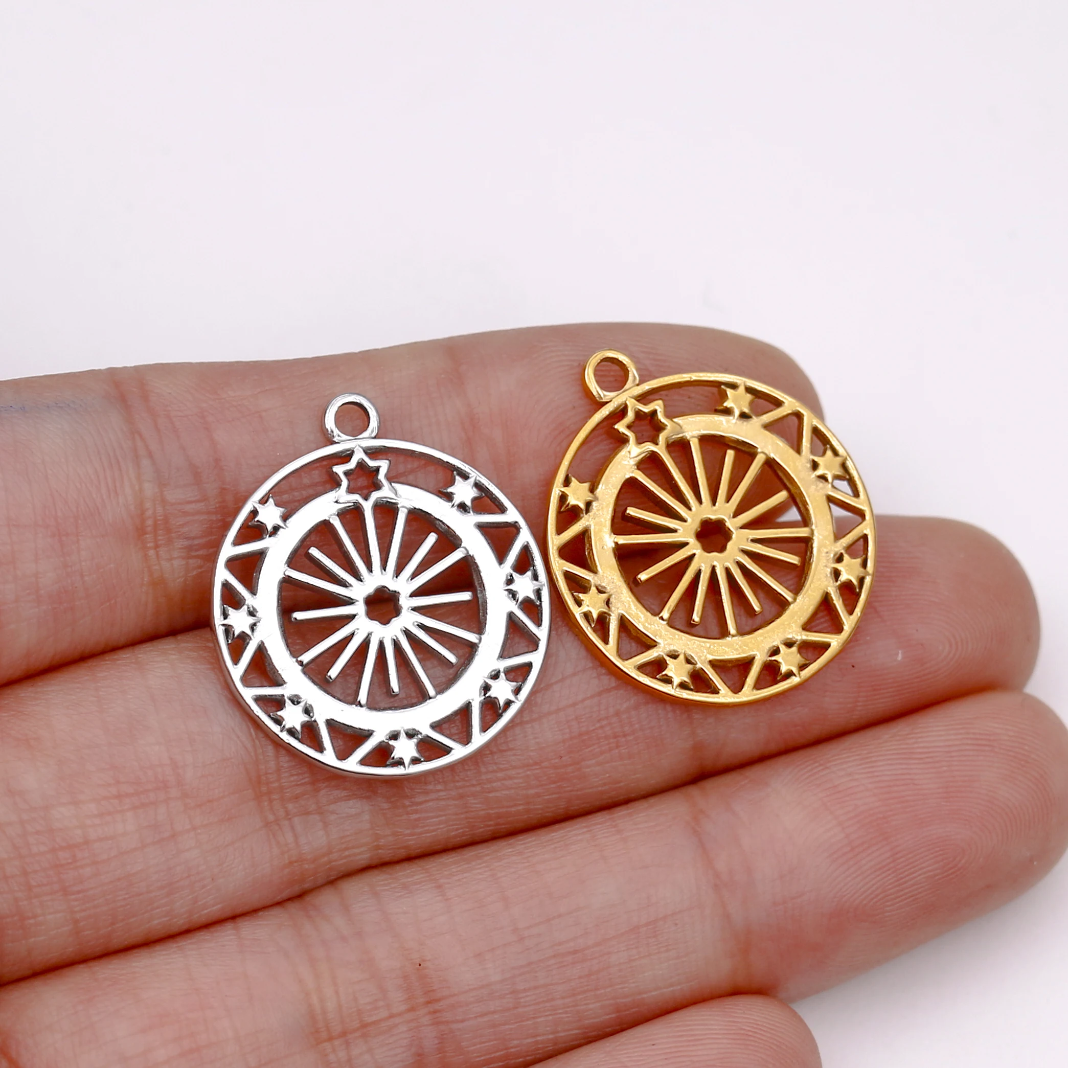 3PCS Edelstahl Unregelmäßige Geometrische Sonne Anhänger Charms Für DIY Halskette Armband Ohrringe Baumeln Charms Schmuck Zubehör – Detail 25
