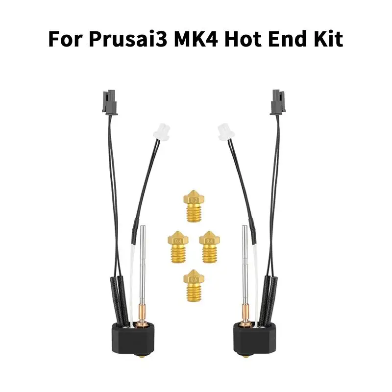 

For Prusa I3 MK4 Hot End Extruder Print Head Kit Heater Cartridge Heating Block Hardened Steel Nozzle For Prusa I3 MK4