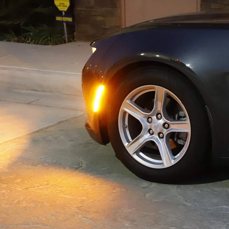 4Pcs LED Front+Rear Bumper Corner Side Marker Light Lamps for 2016-Up Gen 6 Chevy Camaro