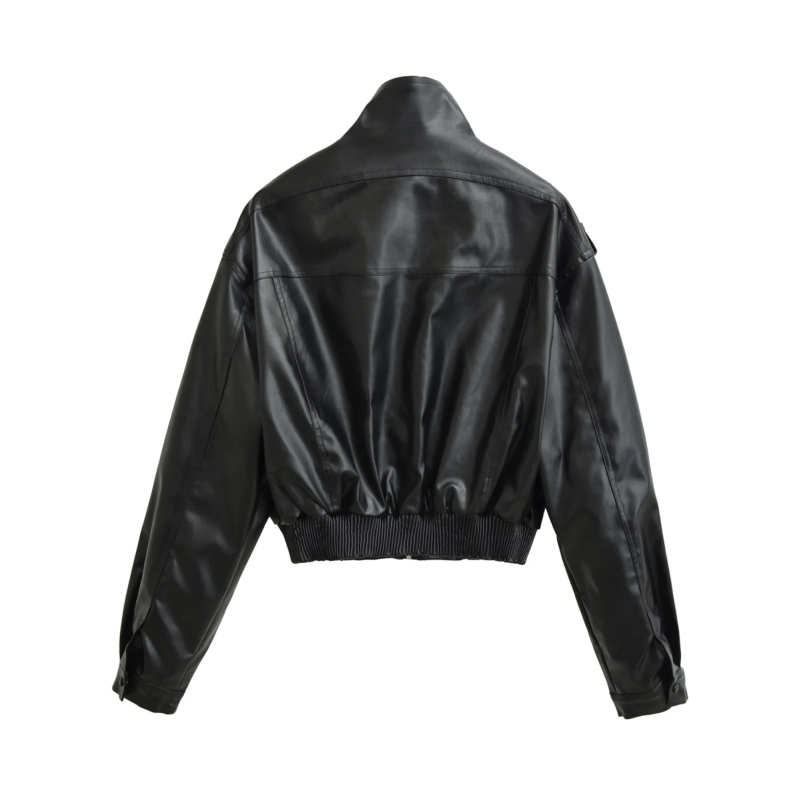 Simples faion ort outerwear feminino efeito de couro simulado jaet outono novo sle versátil ele mat casaco