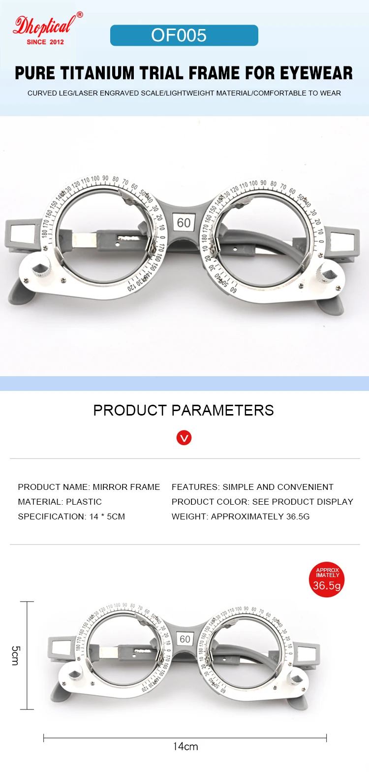 Matel-Testrahmen, bunte Optometrie, Optiker, Testlinse, optische Brille, verstellbares Bein von Dhoptical – Detail 1
