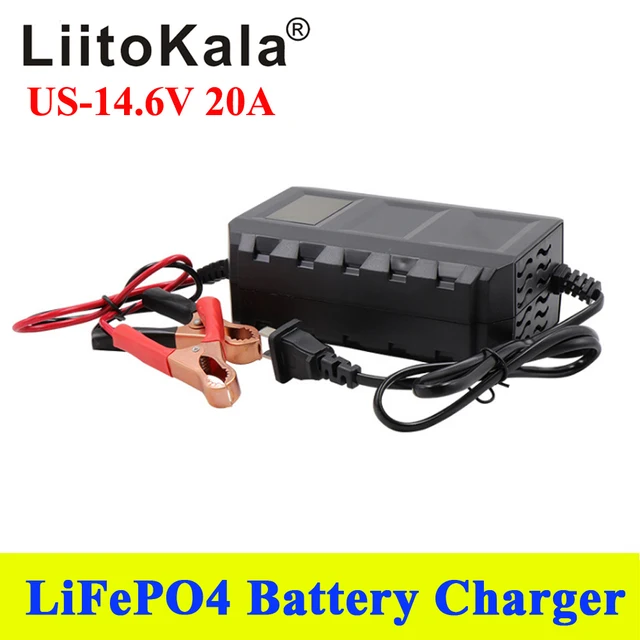 Output 14.6V 20A For 12V 4S lifepo4 Battery Charger with EU US Plug Clips Charge DC Adapter Input 100-240V Clip head