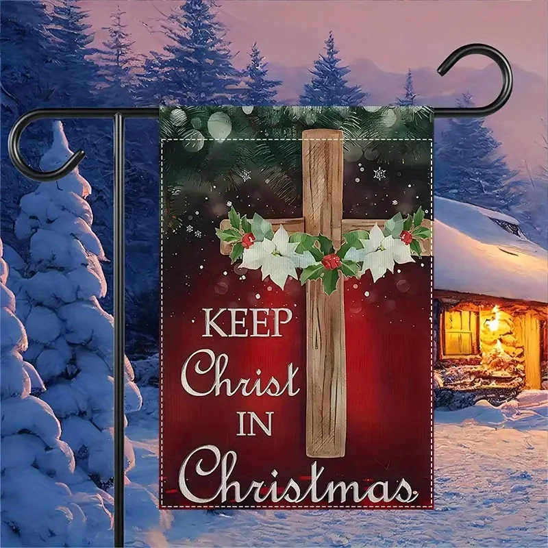 Christmas Double-Sided Garden Flag Durable Polyester Outdoor Faith Banner with 