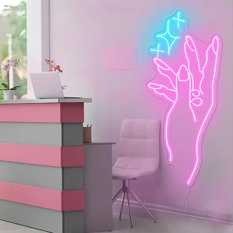 Custom Business Sign Nails LED Neon Light Beauty Salon Wall Aesthetic Decoration Manicure Store Personalized Shop Opening Gifts