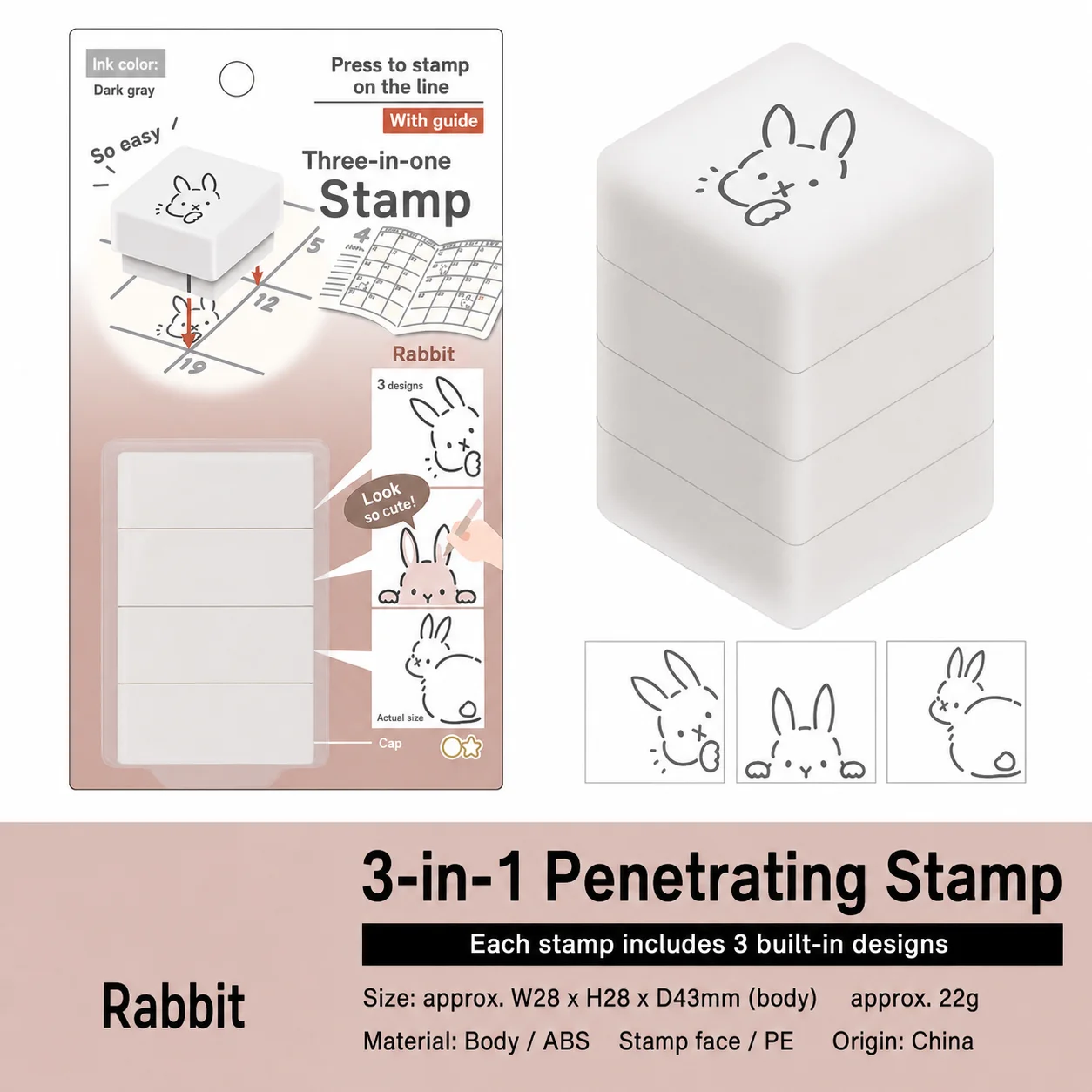 3-in-1 Stapelbarer Niedlicher Cartoon-Tier-Vorstempel für Tagebuch, Scrapbooking, Bastelplaner, Muster, DIY-Handwerk und Dekoration – Detail 3