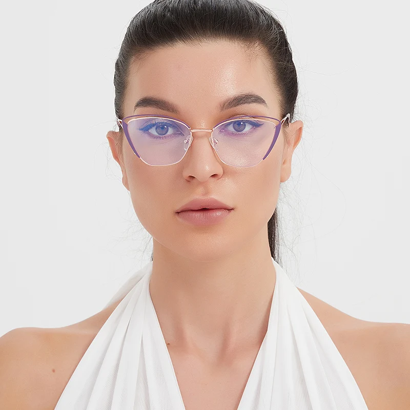 TENGJIAO Cat Eye occhiali da vista donna Computer montatura per occhiali ottici Anti-raggi di luce blu occhiali moda femminile lente trasparente