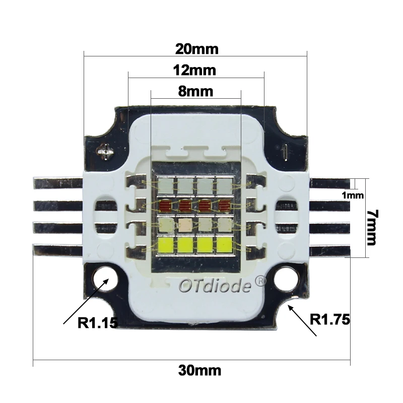 30W High Power LED Chip RGBW  Red Green Blue White Diode 30 W Watt COB Module Colorful for DIY Stage Light Plant Growth Lamp