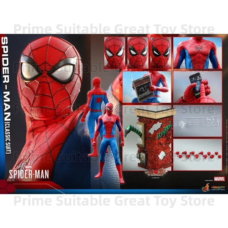 【In Stock】Original HOTTOYS HT Spider-Man Classic Suit Version VGM48 Game Action Figure Gift&Collection