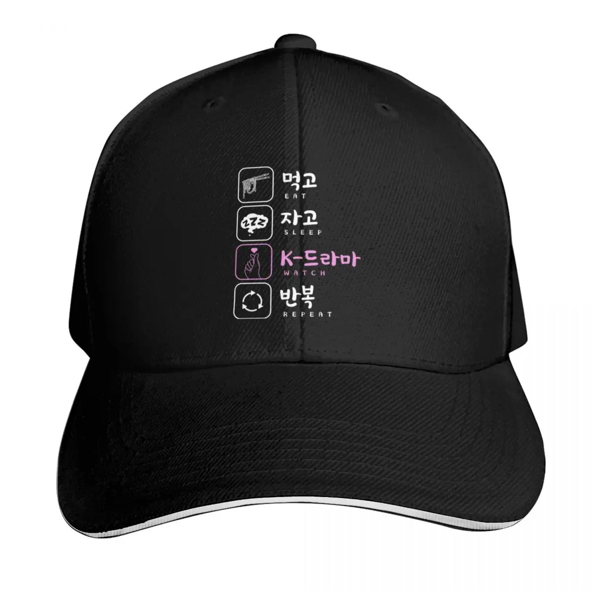 

Eat Sleep K-Drama, and Repeat - K-Pop, K-Drama, and K-Fashion Lovers (Dark) Baseball Cap Luxury Cap Golf Wear Men Women's