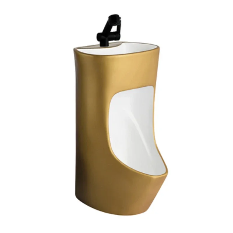 

Gold floor standing ceramic wall mounted household male urinal with washbasin