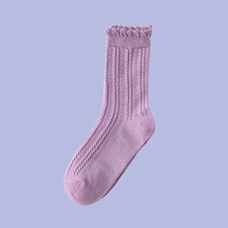 11/22 Pairs Candy Color Retro Style Socks Breathable Vertical Stripe Pattern Cotton Socks Women's Socks Autumn New Women's Socks