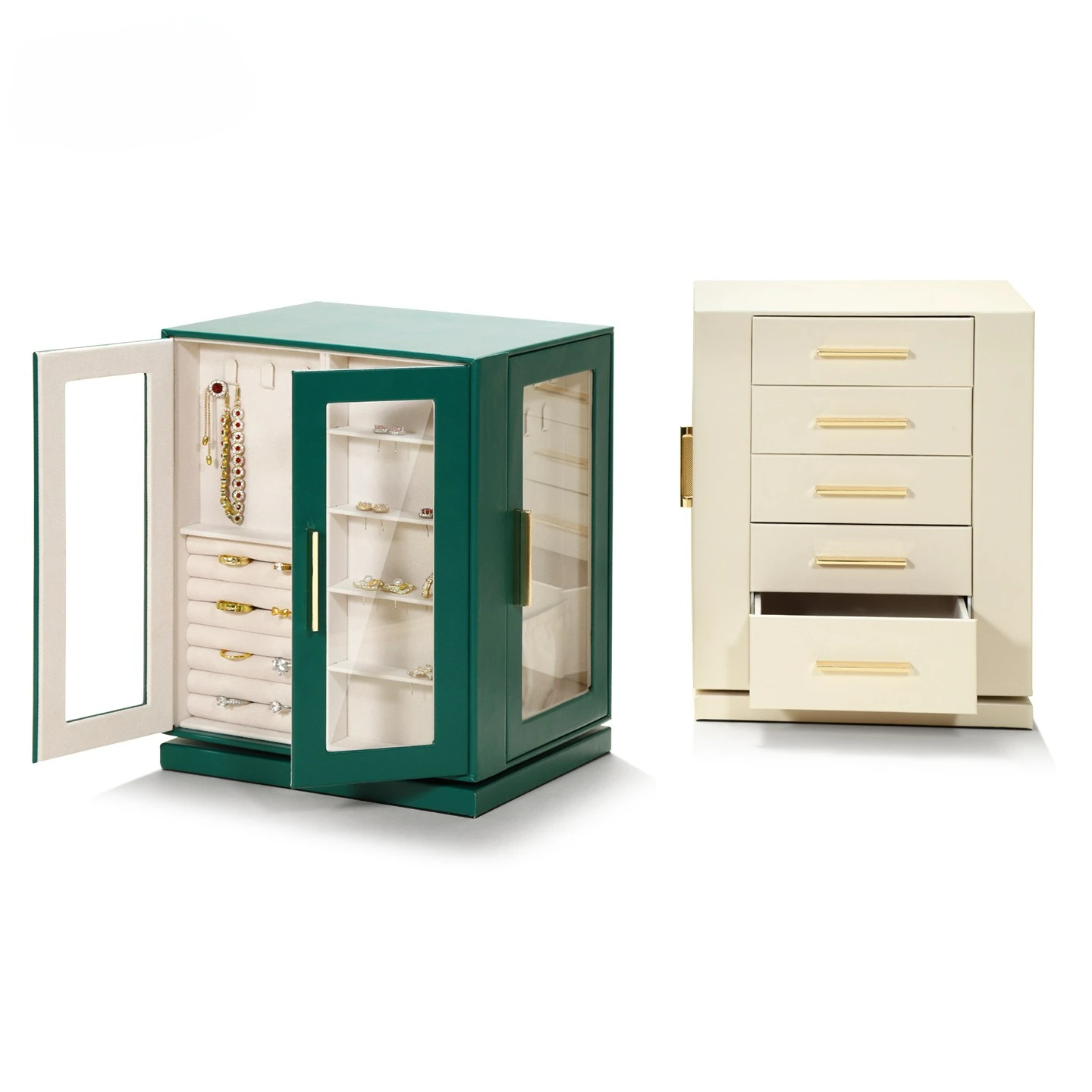 High-end jewelry box large capacity rotatable jewelry box earrings ring necklace storage box