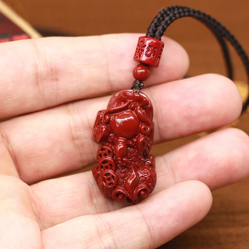 Natural high-content cinnabar sand lucky pendant for men  women hangs purple sand neck necklace of the animal year.