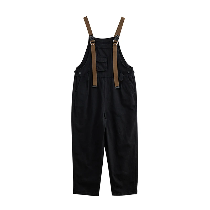 Moda streetwear macacões femininos 2023 primavera solto perna larga calças de carga largas tiras denim macacão marrom preto dungarees