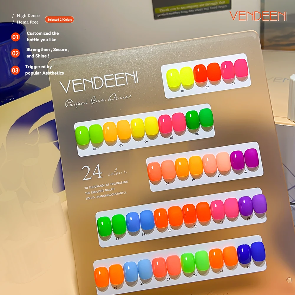 Vendeeni TPO HEMA Free Neon Glaze Gel Nagellack Heißer Verkauf Nail art 24 farben Gel Nagellack Set Professionelle Nagel lieferant