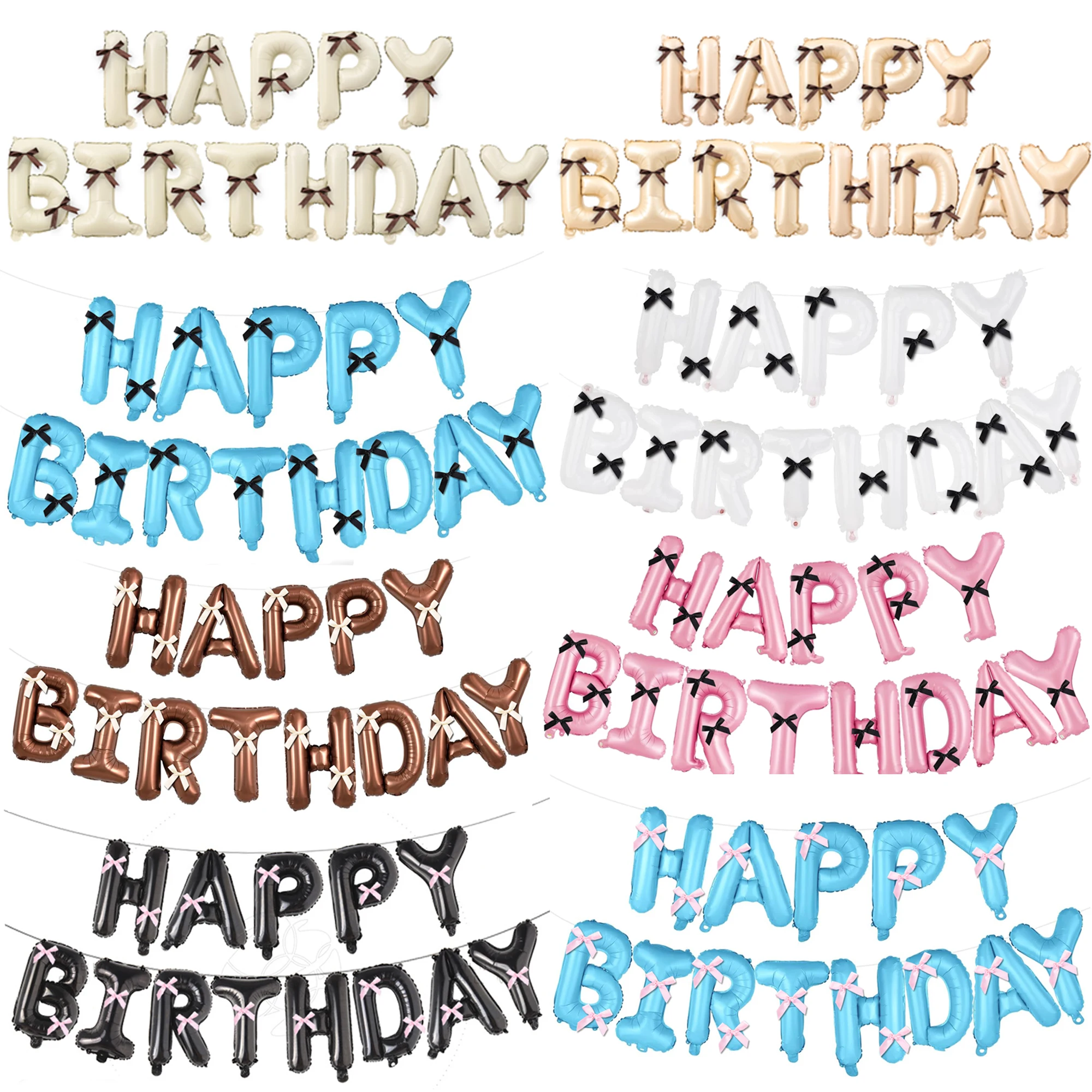13 + 20 SZTUK 16 cali HAPPY BIRTHDAY Balon foliowy + dekoracja kokardki Wszystkiego najlepszego balonu pull flag