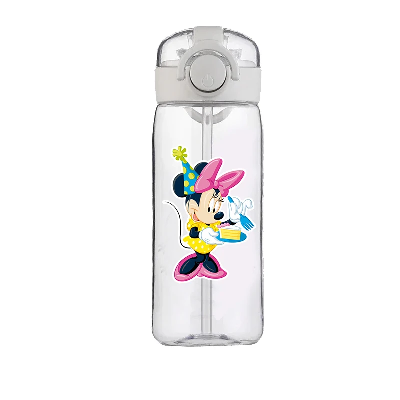 Disney-Tasse en paille de dessin animé Minnie Mouse pour enfants, joli verre à eau portable pour filles, étudiants, nouveau, été