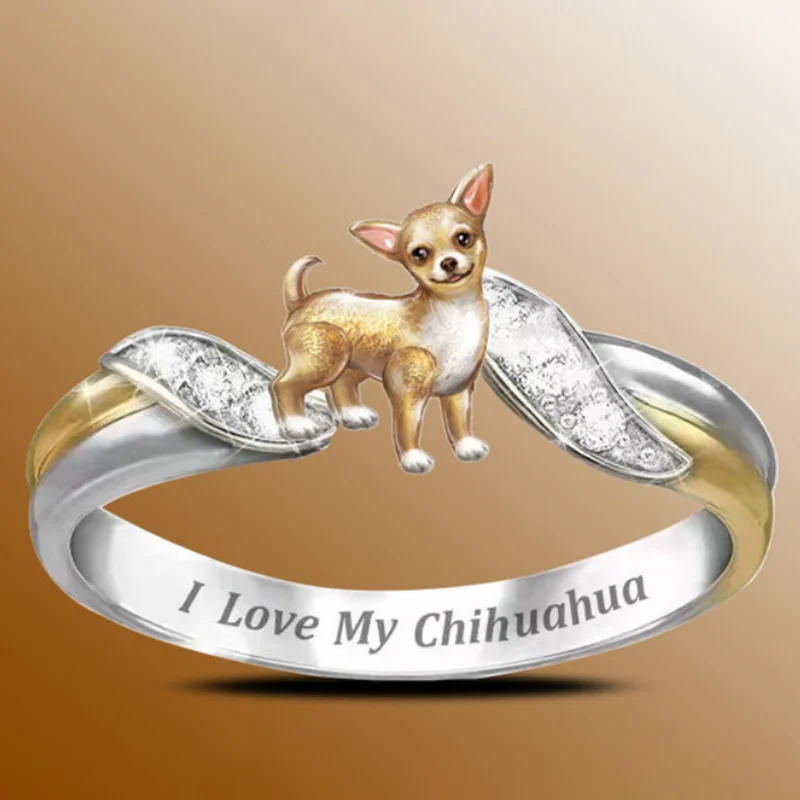 1 I love my pet Chihuahua two color cute dog ring