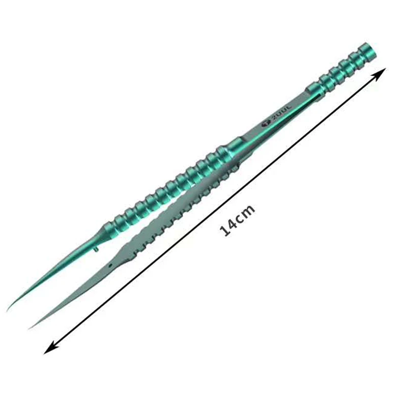 Pinzas de huella digital de ultraprecisión de aleación de titanio verde 2UUL para reparación de teléfonos móviles chip de placa base BGA IC cable volador