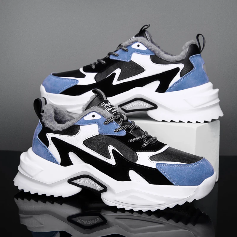 Men's running shoes, professional marathon sports shoes with fleece, women's comfortable and non slip casual shoes