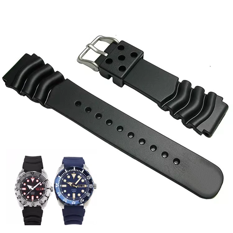 For Seiko Mini Turtle 5 Tuna Can Submariner 007 Series Original Diving Style Exquisite Black Silicone Watch Strap 20mm 22mm