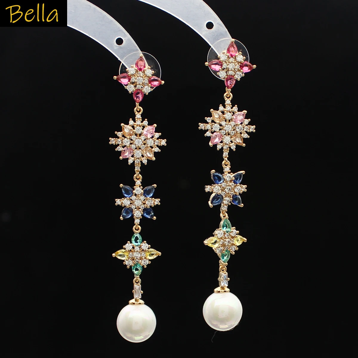 

Long tassel Earrings for Women Elegant pearl drop Earrings colorful floral pedant sweet Jewelry Gift