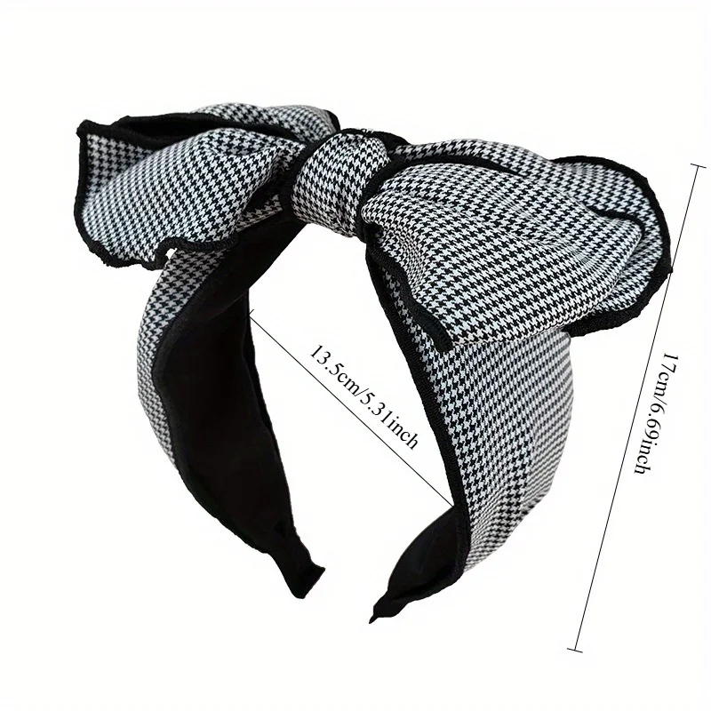 Fashion Black Plaid Bow Headband for Women with Velvet Texture and Elegant Oversized Bow Design Hot Sale Hair Accessories - Image 3